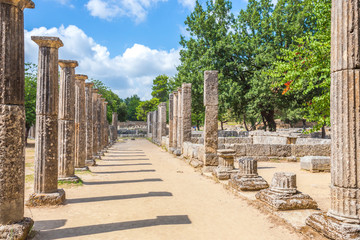 ruins in Ancient Olympia, Peloponnese, Greece, Europe