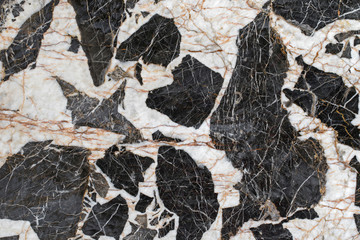 Closeup abstract stone background texture photo of Gabbro pegmatite rock with natural grunge black and white crystals patterns