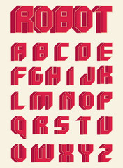 Vector robotic font in flat style