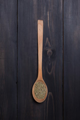 Spoon of green spice