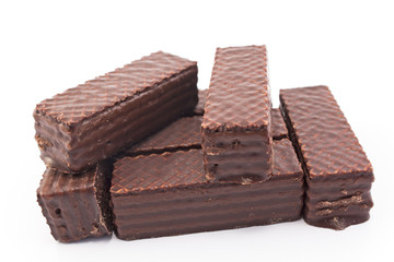 Chocolate wafers isolated on white