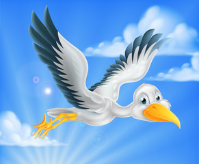 Cartoon stork bird animal character