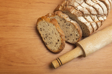 Sliced rye bread with linseed