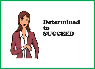 Business cartoon illustration, 'determined to succeed'.