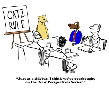 Business cartoon about a presentation series.
