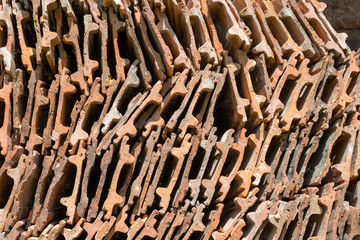 Stack of the orange roof tiles