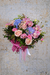 A bunch of flowers on creative background.