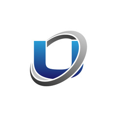 Single Modern Letter Initial Cirlce Swoosh Logo Vector u © triwaw