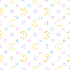 Seamless soft stars and moon baby night background