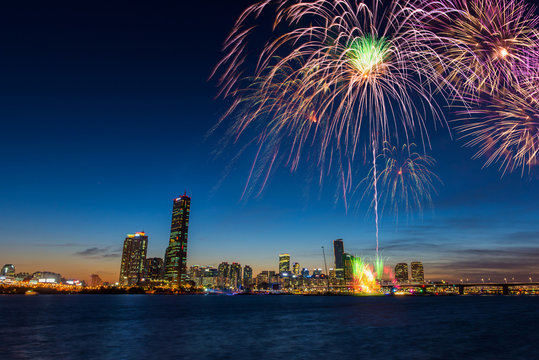 Colorful fireworks in Seoul ,South Korea..