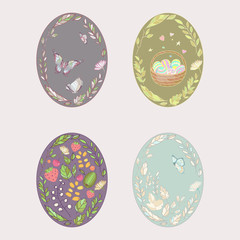 Fototapeta na wymiar Set of bright multi-colored easter eggs