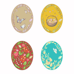 Set of bright multi-colored easter eggs