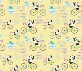 Obraz premium cute baby Panda on bike