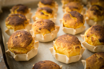 Pardulas, traditional Sardinian dessert with ricotta cheese 