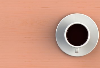 3D rendering coffee cup on red wood table