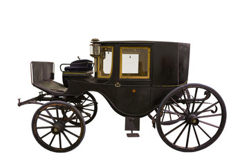 Fototapeta na wymiar Samrt black historic carriage isolated on white