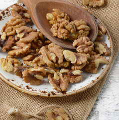 Walnuts kernel on a plate.
