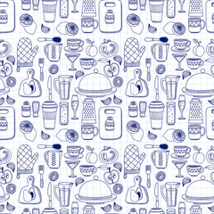Vector doodle set of kitchenware items