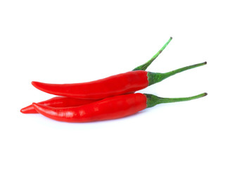 Red hot chili peppers, isolated on white background