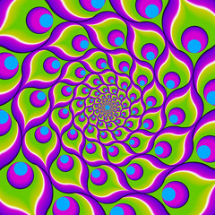 Green background from feathers of a peacock (spin illusion)
