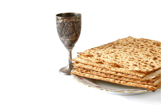 Pesah celebration concept (jewish Passover holiday). isolated on white
