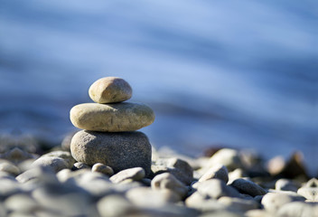 Fototapeta na wymiar Meditation stones - relaxing on the beach