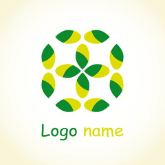 Logo with green leaves vector