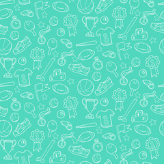 Seamless pattern with sport equipment