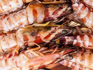Cleaned prawns prepared for final cooking.