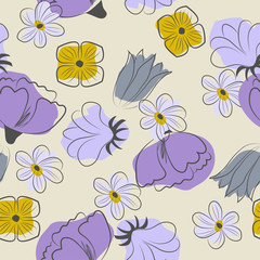 seamless pattern of simple flowers