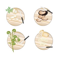 Celery Root , Truffle Mushrooms, Fiddleheads and Water Lily Root