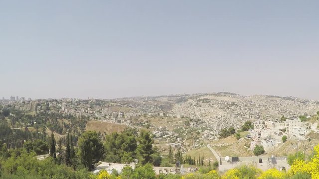Slow panoraming of Jerusalem, Israel
