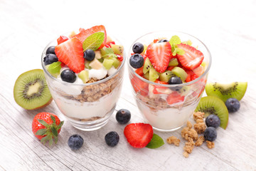 muesli and fruits