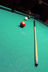Billiards table and balls