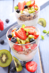 muesli with yogurt and fruits