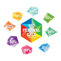 Fototapeta premium creative colorful crystal design big festival sale banner vector
