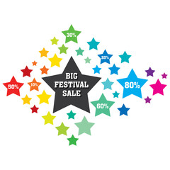 colorful random star shape pattern big super sale banner design vector