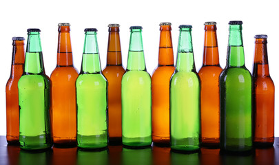 Bottles of beer isolated on a white