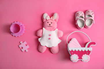 Kid's set on a pink background