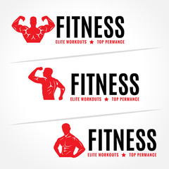 Red Body Men's muscle strength - fitness  vector design