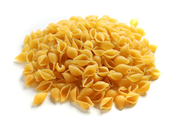 Pile of Italian dry pasta,  isolated on white