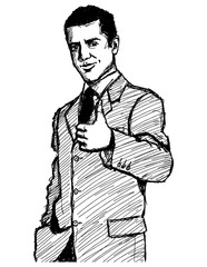 Sketch Business Man Shows Well Done