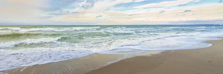 Selbstklebende Fototapeten Urlaub am Meer - Wellen und Sandstrand an der deutschen Küste - Banner / Panoroma  © reichdernatur