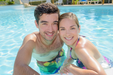 posing in the pool