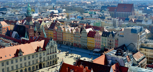 Wroclaw old city / Breslau european medieval town / View from top Breslau Wroclaw