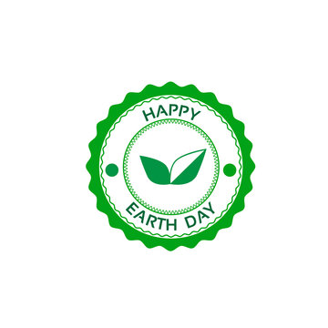Earth Day Green Stamp Leaf Vector