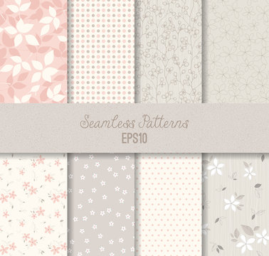 Fototapeta Pink Grey Seamless Patterns