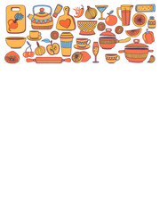 Doodle style kitchenware Hand drawn elements