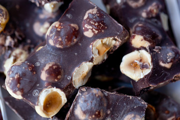 Chocolate blocks with nuts