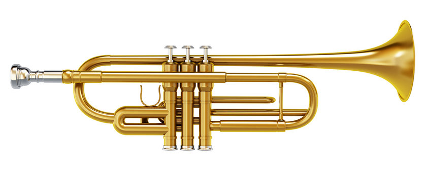 Brass Trombone Isolated On White Background
